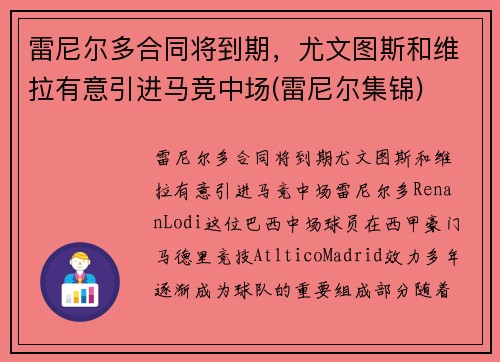 雷尼尔多合同将到期,尤文图斯和维拉有意引进马竞中场(雷尼尔集锦) 雷尼尔多合同将到期,尤文图斯和维拉有意引进马竞中场(雷尼尔集锦)
